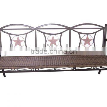 outdoor metal rattan bench