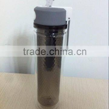 2015 BPA free active carbon filter double wall water bottle with string ring