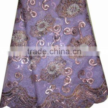 African organza lace with sequins embroidery CL8101-2purple