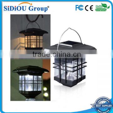 led outdoor solar powered hanging lantern light