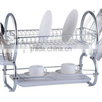 eco-friendly metal dish rack with two trays