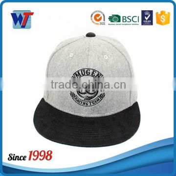 Custom 6 panel wool front panel high quality wholesale plain snapbacks Sport caps