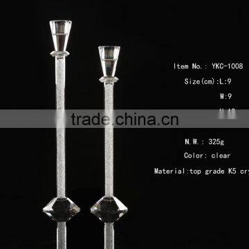 yiwu elegant long stemmed clear glass candle holder for home decoration