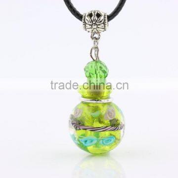 handmade lampwork glass water flower glass vial pendants perfume necklace essential oil diffuser jewelry wholesale