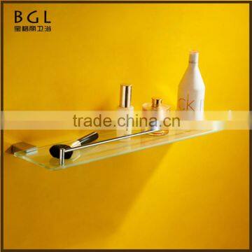 No.85337-2 China Supplier Simple Brass Chrome Wall Mounted Bathroom Accessories Glass Shelf