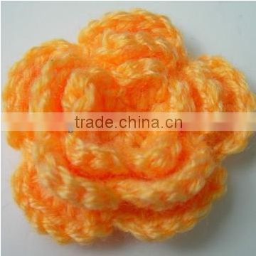 soft orange mohair decorative crochet flowers knitted baby cap/crochet decorative flower