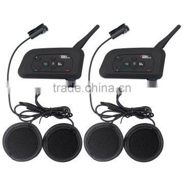 2016 updated soft Earphone! 2 pcs V4 Motorcycle Helmet Bluetooth Intercom Headset with FM for 4 Riders 1200m Wireless Interphone