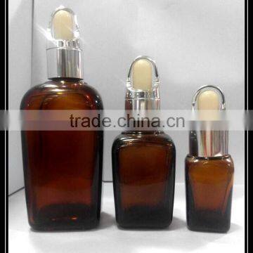amber square essential oil dropper bottle