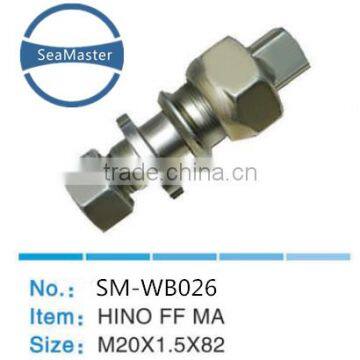 High strenth alloy wheel bolt with nut M20*1.5*82mm for trucks and autos