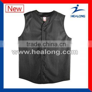 grid mesh material black baseball vest,pain baseball jerseys