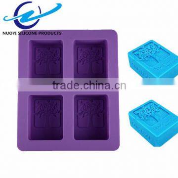 4 Cavities rectangular silicone soap mold one leaf