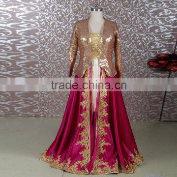 RSE651 Bronze And Burgundy Plus Size Dress For Muslim Mother Of The Bride Lace Dresses With Jacket