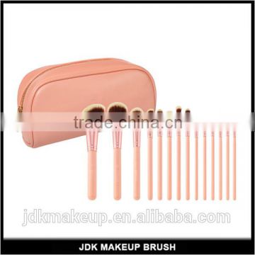 Ebay hot selling luxury rose gold eye and facial makeup brushes with pouch professional