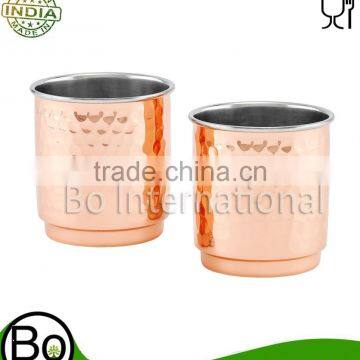 2-Ply Hammered Copper & Stainless Steel Whiskey Tumblers (Set of 2), 11 oz
