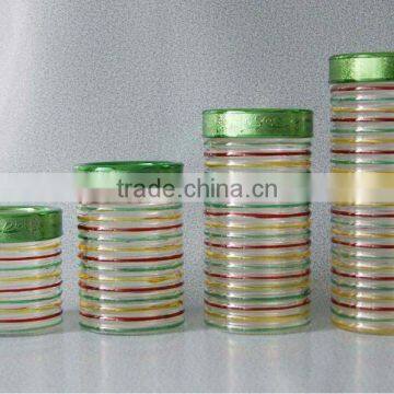 4pcs round glass candy jar with Hand painted