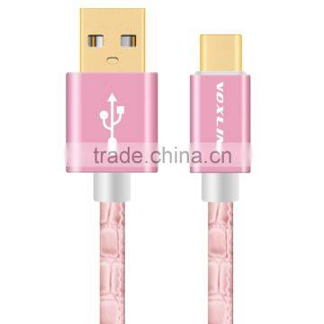 Voxlink new products Gold plated fast charging 2m Crocodile micro USB 2.0 Charger Cable (type-c/micro usb/for ios type)