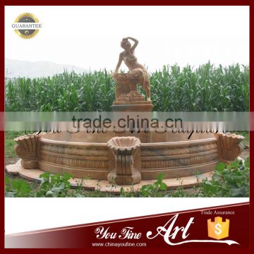 Carved Sunset Red Marble Outdoor Lady Water Fountain