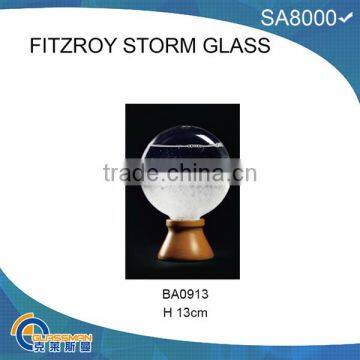 BA0913 FITZROY STORM GLASS WITH WOOD BASE