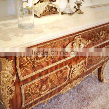 Gorgeous Luxury Design French Marquetry Bedroom Furniture Dresser Table, Neo-Classic Wooden and Brass Dressing Table photo-4