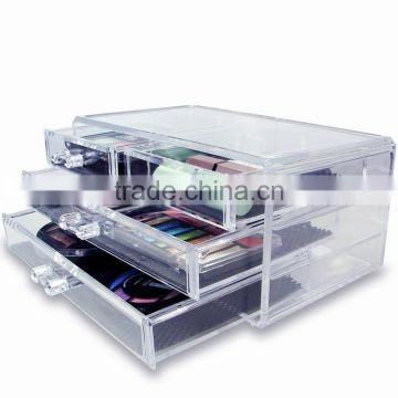 Clear Acrylic 4 Drawers Cosmetic Holder Container Makeup Box Organizer