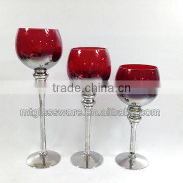 Home Decortative Red & Silver Colored Holiday Candle Stickers