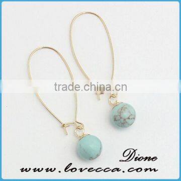 Lovely Gemstone Earrings Turquoise Crystal Point Earrings photo-2