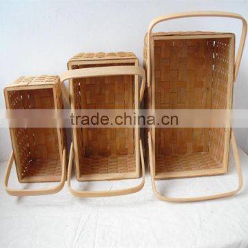 Spilt Wood Hand Made Cheap Folding Wooden Basket Basket Fruit Basket photo-2