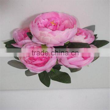 SJ20170058 Artificial Pink Silk Fabric Peony Flower for Indoor Decoration photo-3