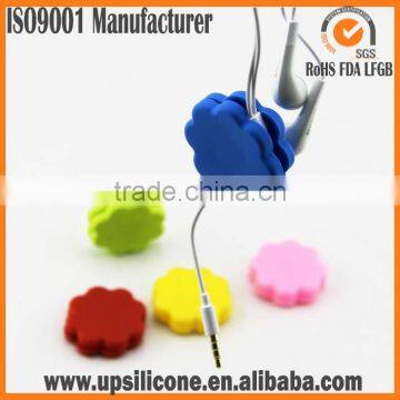 flower shape silicone earphone cable holder