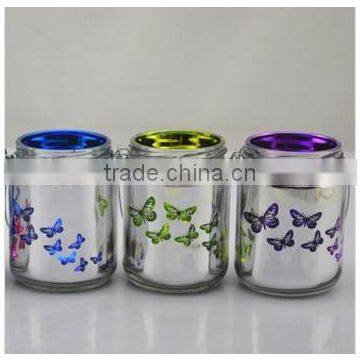 Butterfly Design Mirror Glass Jar Factory Supply photo-2