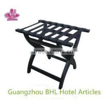 Modern black color folding luggage rack wooden luggage rack for hotel