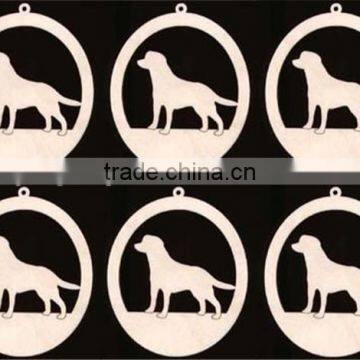 Hot Sell Dog Lab Labrador Retriever Ornament 6 Pieces Natural Craft Wood Cutout Made in China