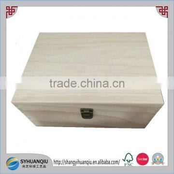 unfinished pine wood material wooden packing box with lock