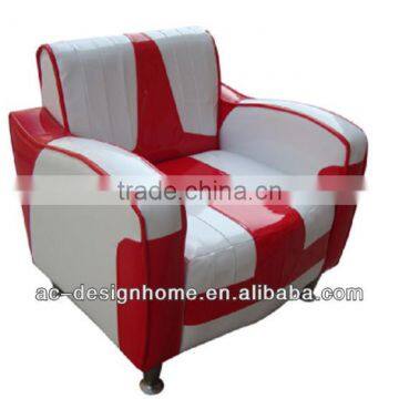 RED/WHITE PVC/WOODEN KID ONE SEAT SOFA