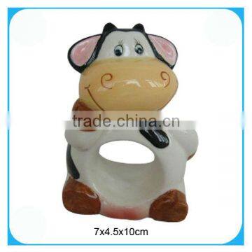 Enamel kitchenware ceramic cow napkin ring