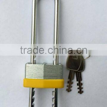 Pin tumbler laminated steel padlock with Removable Adjustable Long Shackle