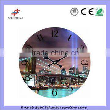 wooden plate clock with famous construct