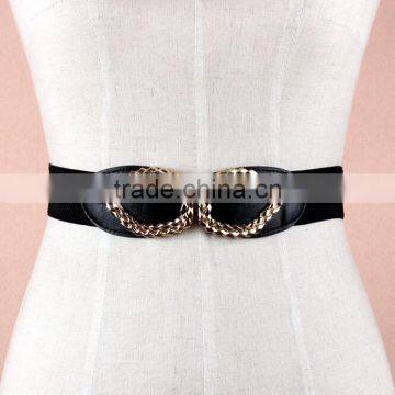 Wholesale leaf heart pattern alloy buckle elastic sex women lady waist belt