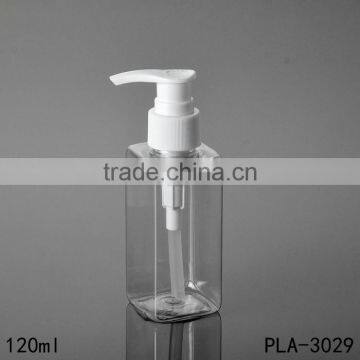 cosmetic packaging 120ml clear beard oil pet rectangle plastic shampoo bottle pump 2017 hot new products