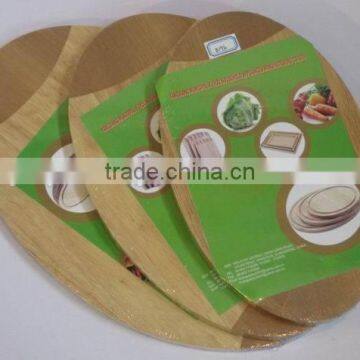 Rubber Wood Cutting Board with 2-tone in 3-pieces set, Oval shaped