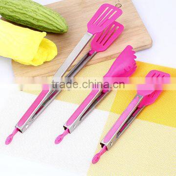 UJ23 Standard 9' ' Stainless Steel Handle Silicone Kitchen Food Tong