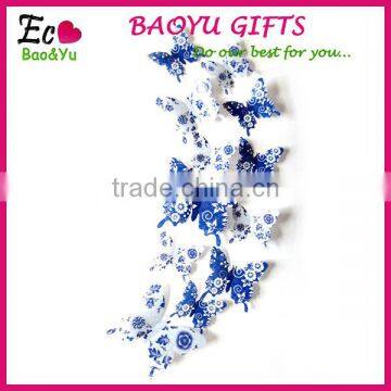 3D Blue And White Porcelain Series Butterflies Wall Stickers Home Living Room Decoration