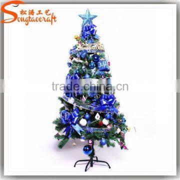 Artificial plastic mini led fiber optic pvc christmas tree ornament for home decoration lighted pine needle trees festival