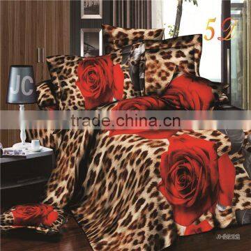 2016 New Arrival 3d Bedding Sets Leopard Printed Queen Size 4Pcs Bedclothes Pillowcases Bed Sheet Duvet Cover Set.