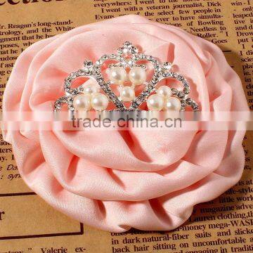 Satin Hanmade Rose Flower With Crown for Kids Hair Accessories photo-6