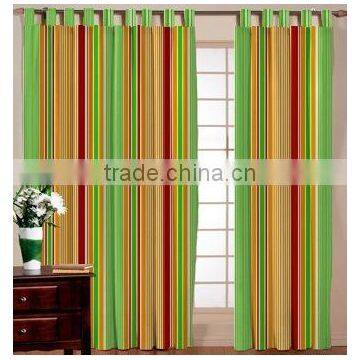 Nature Based Green Stripe Cotton Curtain / Green Color Curtain / Office Cotton Curtain / Customized Cotton Stripe Curtain