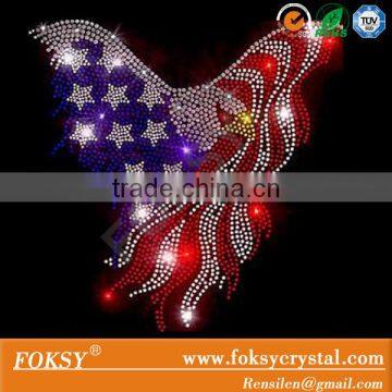 American flag Eagle USA rhinestone motif iron on t shirt Transfer