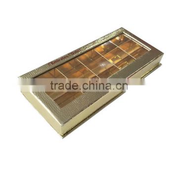 custom luxury gold cardboard chocolate window packaging box