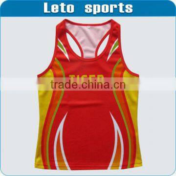 sublimation made ladies running singlets,running tops