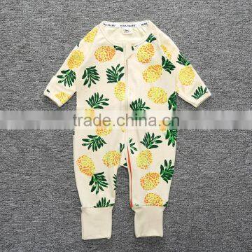 Hot Sale 100% Cotton Pineapple Pattern Onesie Kids Newborn Pajama Romper photo-2